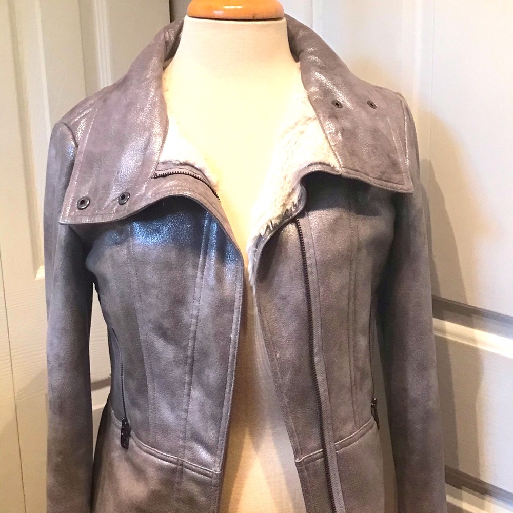 Genuine Leather & Fur-lined Moto Jacket